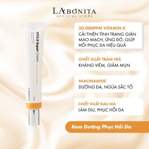 Combo Căng Bóng Làn Da Serum HA Cấp Ẩm + Kem Dưỡng Phục Hồi Da La Bonita Vita K Repair Cream 30ml