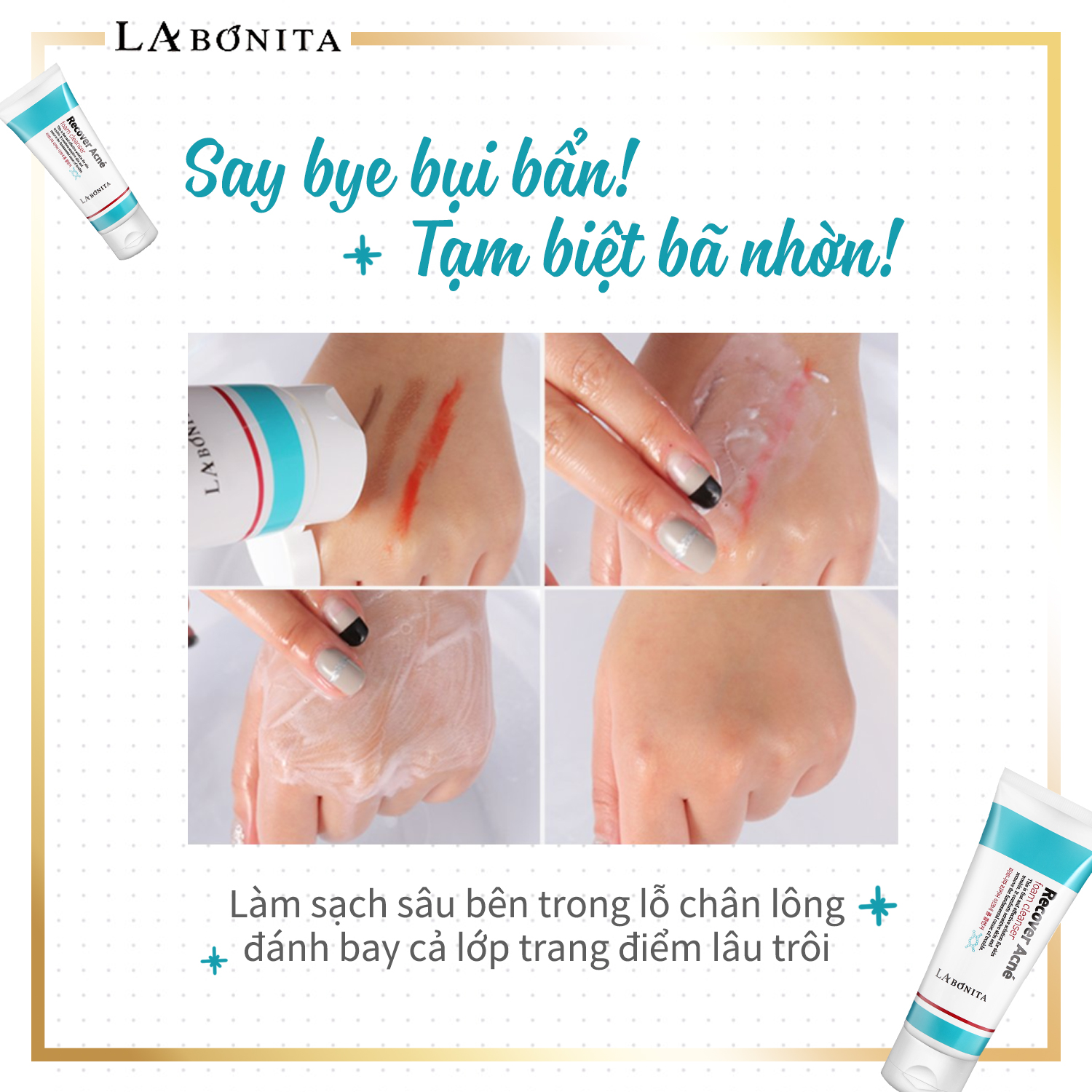 Sữa Rửa Mặt Cho Da Dầu Mụn La Bonita Recover Acne Foam Cleanser 100ml