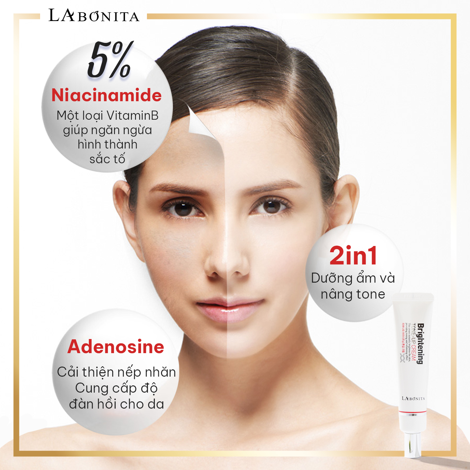 Kem Dưỡng Sáng Da Và Nâng Tone Da La Bonita Brightening Tone-Up Cream 40ml