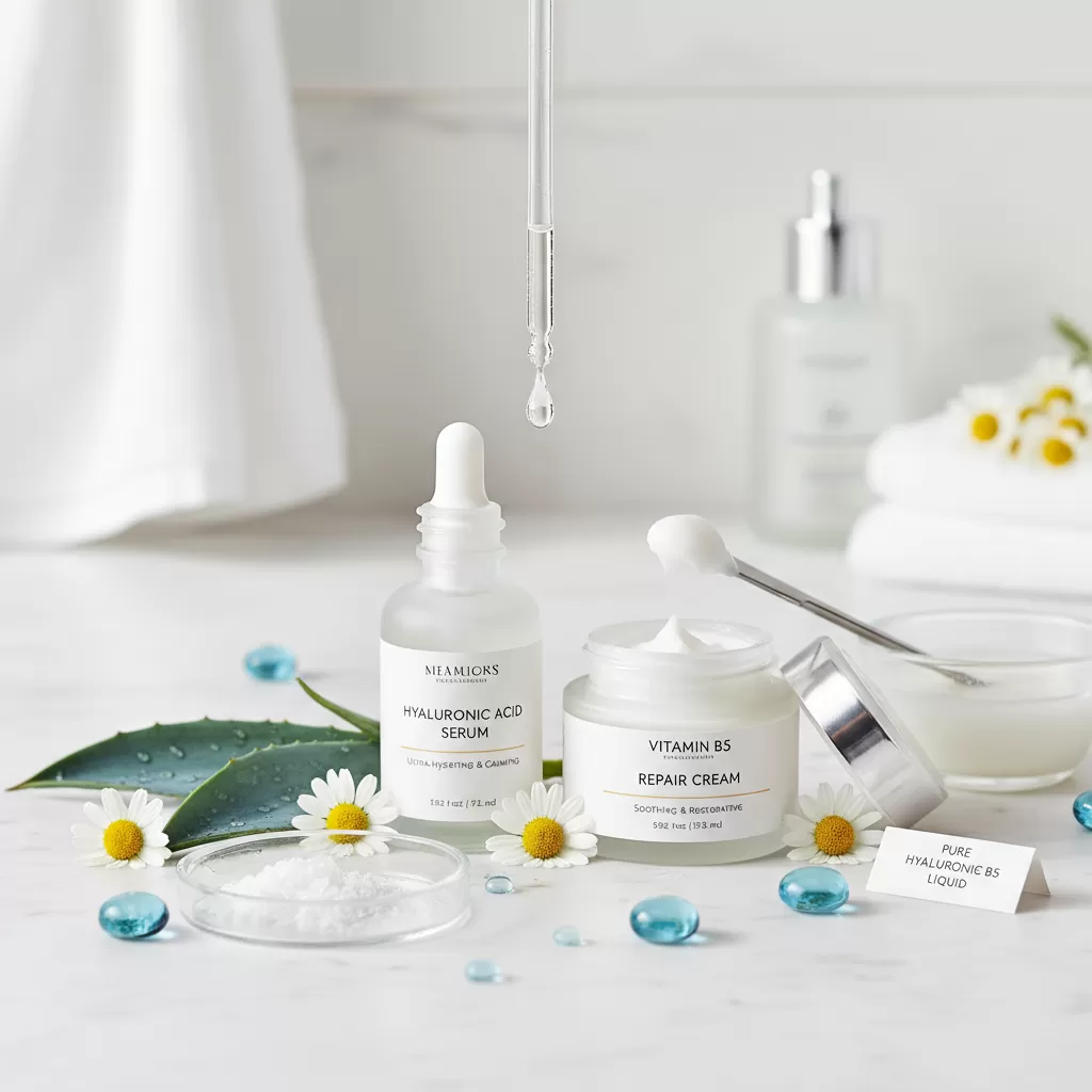 Ưu tiên các thành phần lành tính như Vitamin B5 và HA cho da nhạy cảm