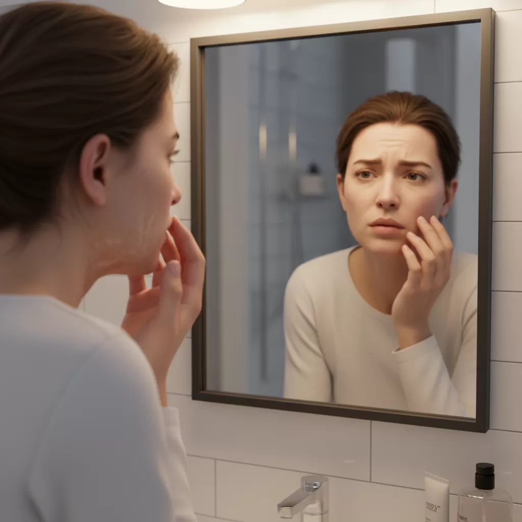 Cảm giác khô căng và bề mặt da bóng loáng bất thường sau khi tẩy tế bào chết