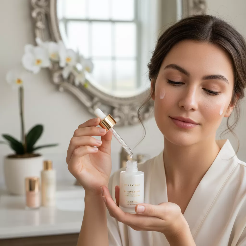 Sử dụng tinh chất kén tằm vàng giúp làn da trắng sáng và đều màu tự nhiên