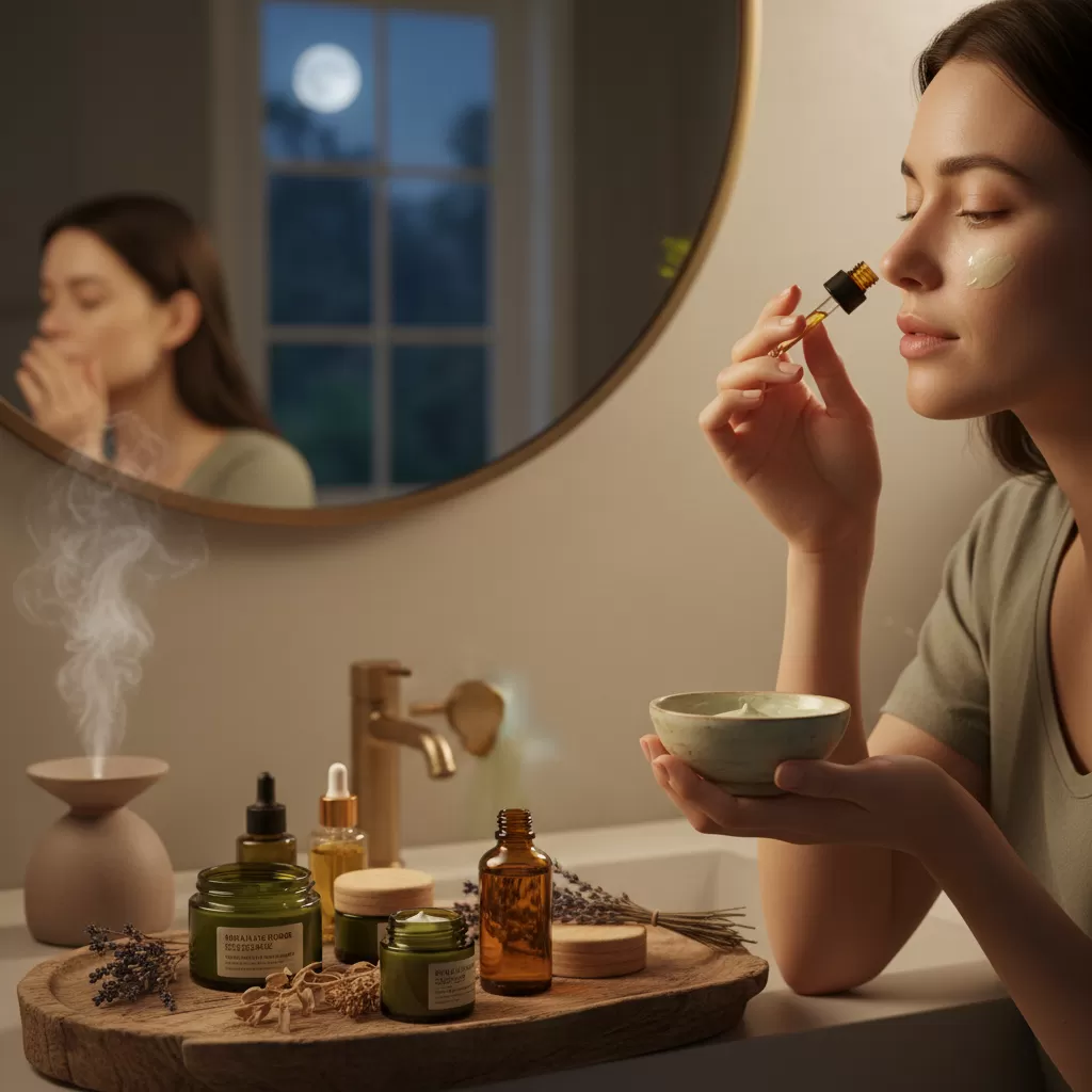 Sử dụng serum và kem dưỡng chiết xuất tự nhiên giúp phục hồi da hiệu quả trong đêm