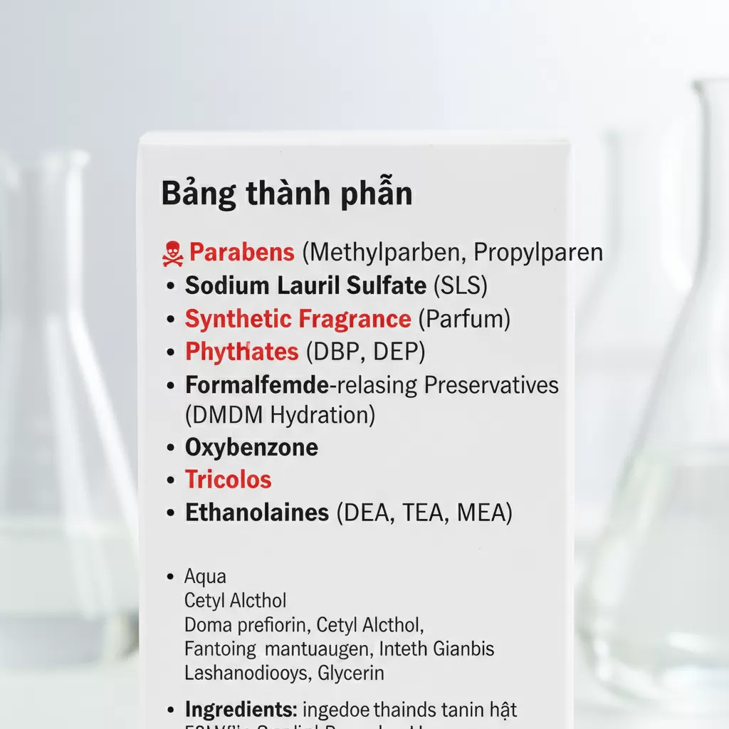 Đọc kỹ bảng thành phần là bước quan trọng để bảo vệ làn da yếu