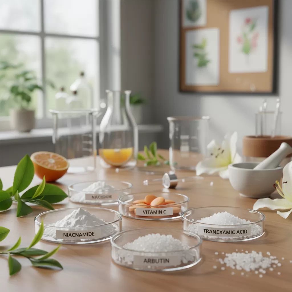 gemini_image_1770823353 Lựa chọn các hoạt chất dưỡng trắng an toàn giúp bảo vệ da khỏi tác động tiêu cực của tia UV