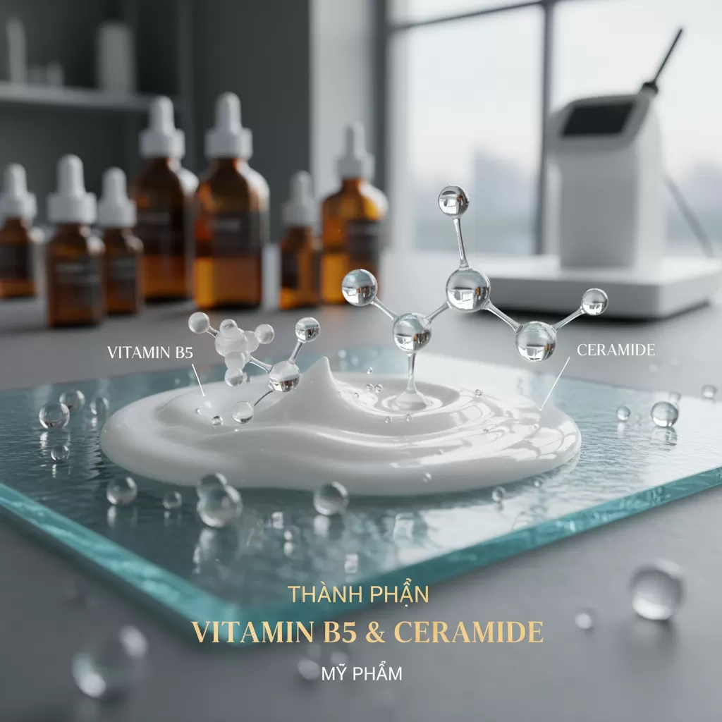 gemini_image_1770826847 Vitamin B5 và Ceramide là những thành phần cốt lõi giúp tái tạo hàng rào bảo vệ da