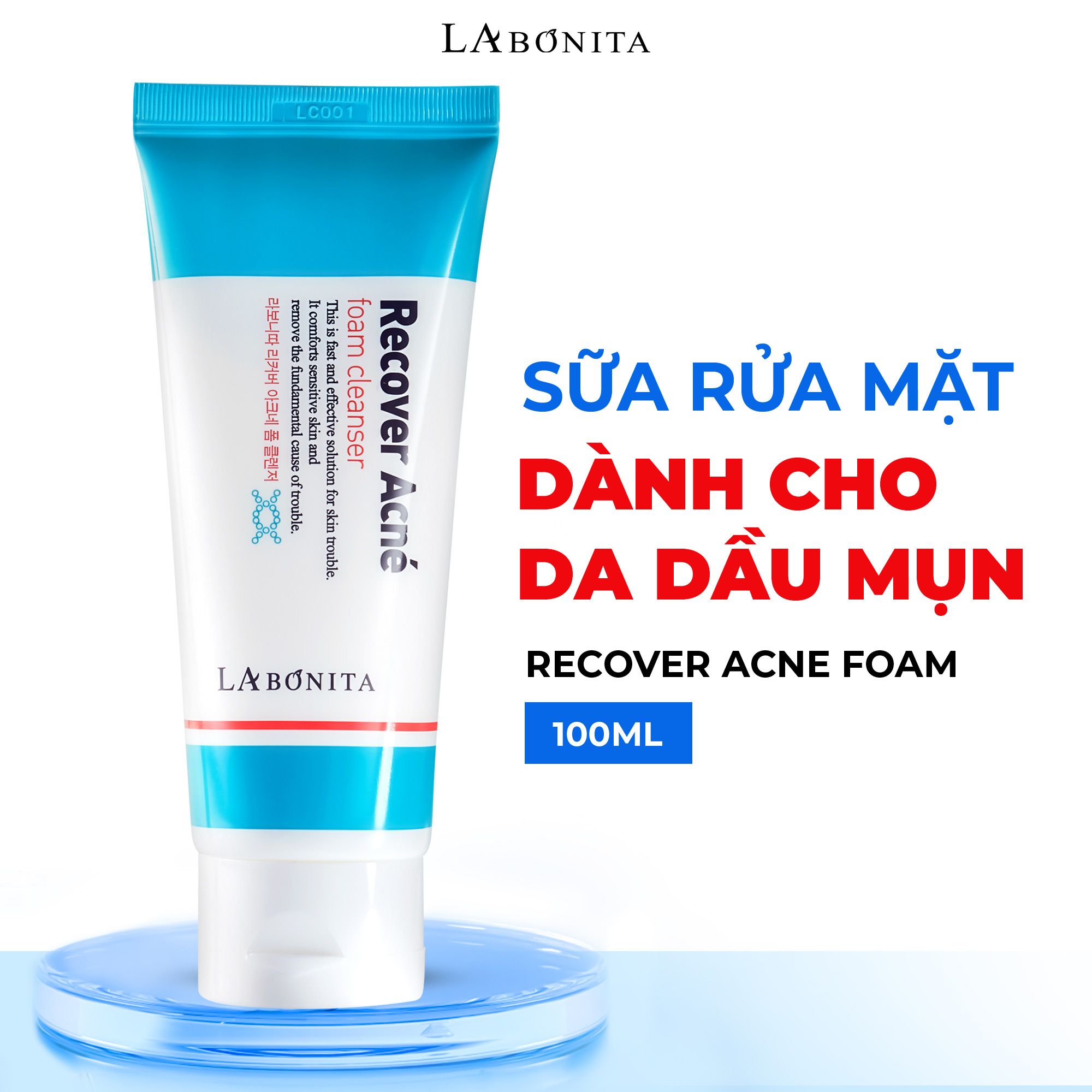 Sữa Rửa Mặt Cho Da Dầu Mụn La Bonita Recover Acne Foam Cleanser 100ml
