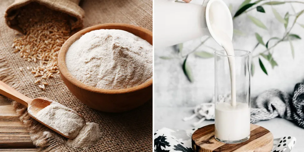 Kết hợp cám gạo với sữa tươi không đường giúp tăng cường độ ẩm và nuôi dưỡng da trắng sáng