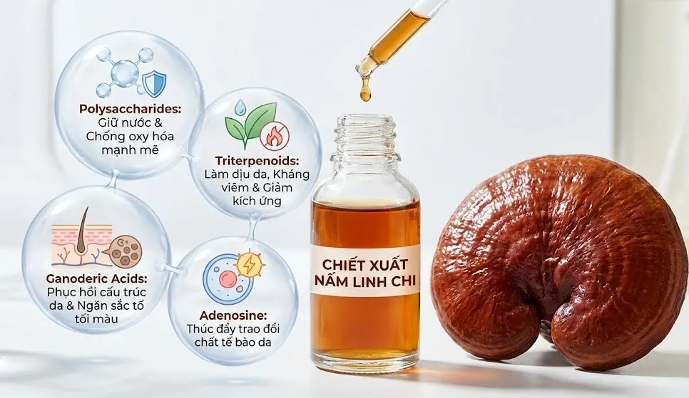 Ứng dụng nấm Linh Chi trong các sản phẩm chăm sóc da hiện đại