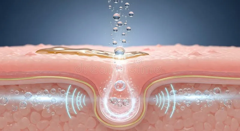 close-up-skincare-serum-penetrating-skin-layers-deep-hydration-detailed-cross-section-human-skin-shows-serum-droplet-419919046 Tối giản quy trình giúp các hoạt chất thẩm thấu sâu và hiệu quả hơn