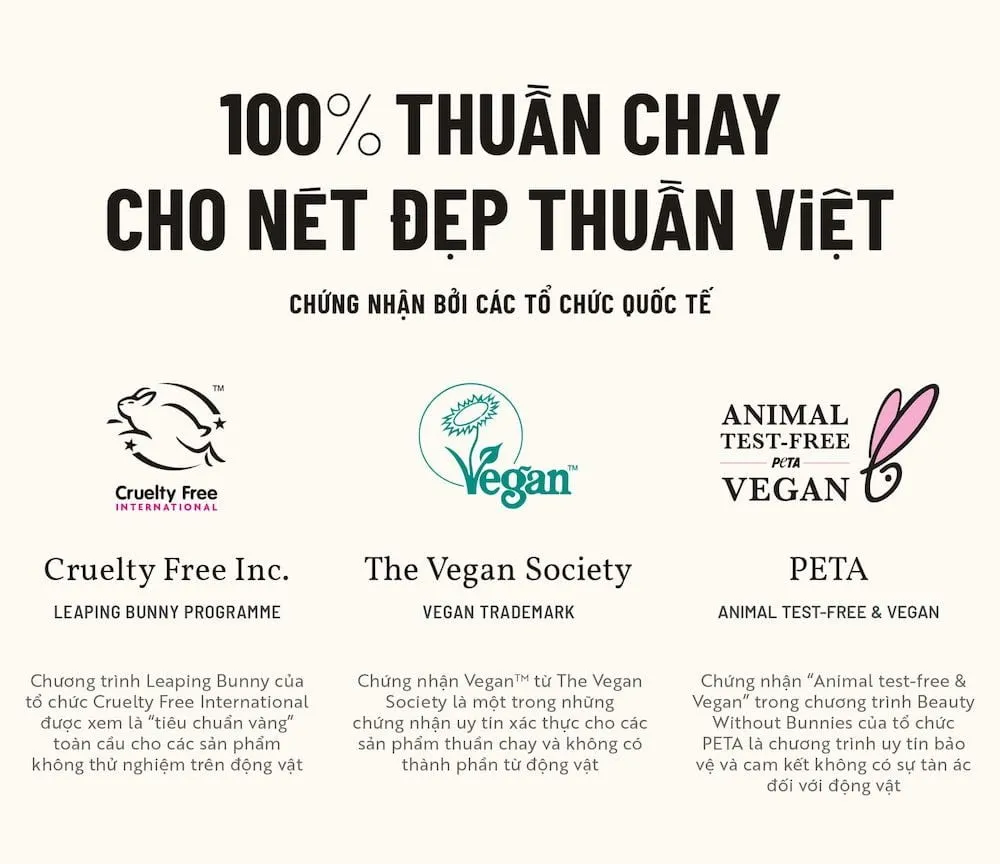 Các chứng nhận uy tín giúp người tiêu dùng nhận diện chính xác mỹ phẩm thuần chay