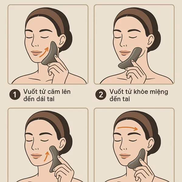 Quy trình massage chi tiết từ cổ đến trán giúp nâng cơ toàn diện