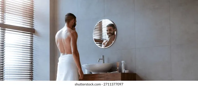man-grooming-modern-bathroom-during-260nw-2711377097 Chăm sóc da chuyên sâu giúp phái mạnh tự tin và cuốn hút hơn