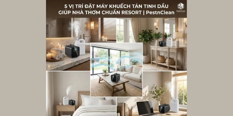 Đặt máy ở vị trí phù hợp giúp hương thơm và không khí sạch lan tỏa đều khắp phòng