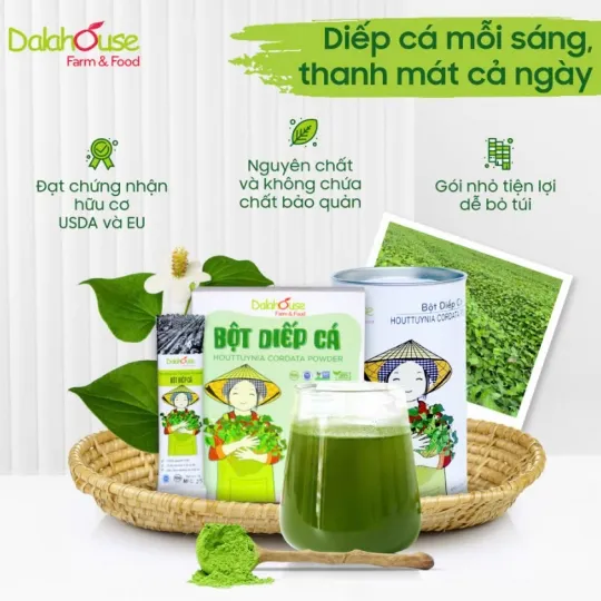Bột diệp lục diếp cá  Giải pháp tự nhiên tối ưu cho làn da sạch mụn và cơ thể thanh khiết